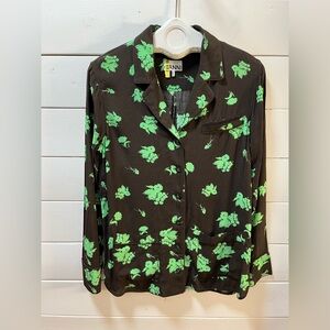 GANNI Brown Floral Shirt – Size 34